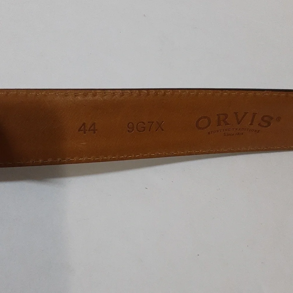 Orvis men's leather brown belt size 44 western festival rodeo casual